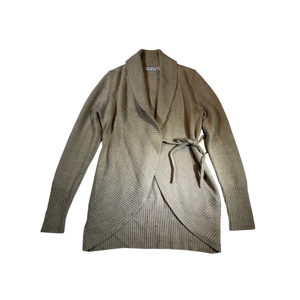 Energie Women's Beige Shawl Collar Cardigan Sweater Size L